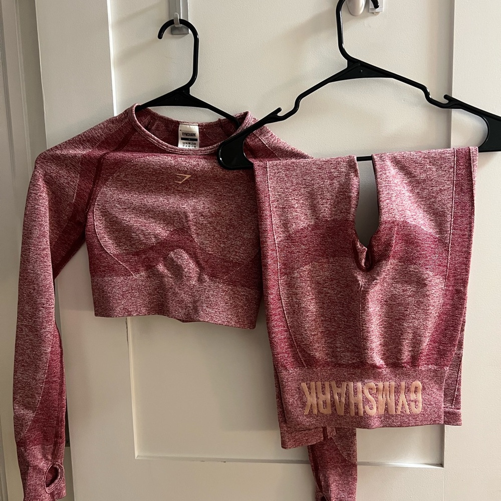Gymshark Maroon Heathered Top and leggings